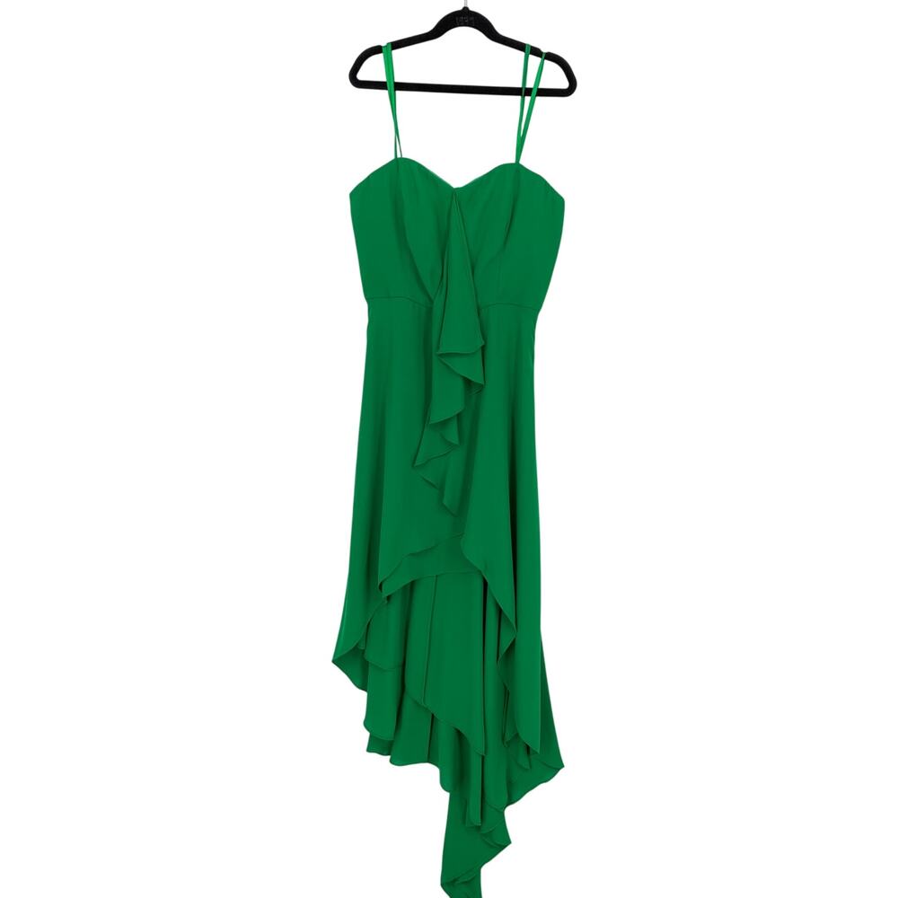 BCBGMaxazria Runway Serafina Dress Womens Sz 4 Malachite Green Hi Low Strapless